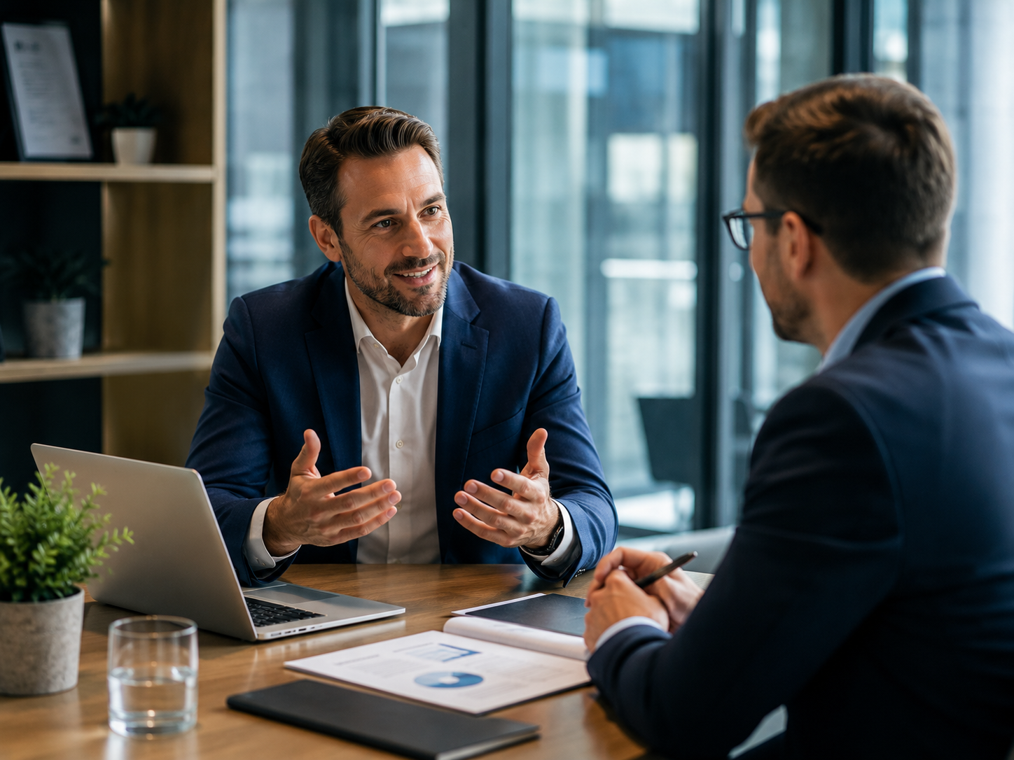 Business handshake and partnership agreement
